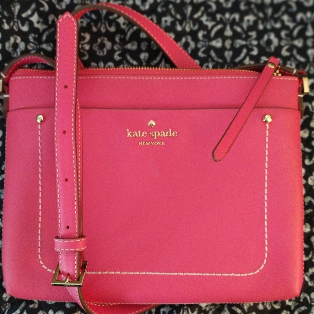 PINKSALETODAY/KateSpade/Pink/Crossbody/BlackandWhiteStriped/OnInside